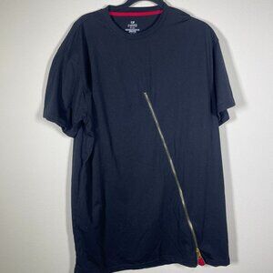 Bleecker & Mercer Men's Black Front Zipper W/ Red Insert Casual Tee Shirt 2XL!